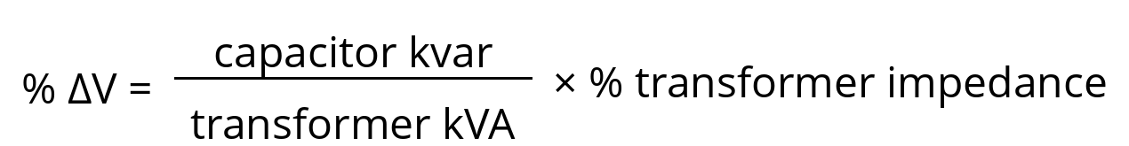 Equation for calculating percent voltage rise at a transformer bus due to capacitor-bank energization