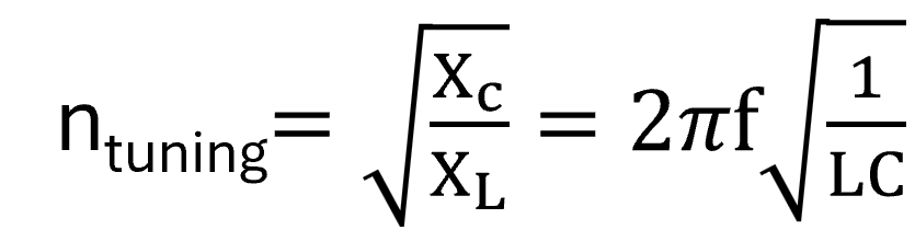 Harmonic filter tuning frequency equation based on inductance and capacitance